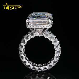 Diseño <span class=keywords><strong>de</strong></span> lujo Banda completa 25.6ct Radiant Moissanite Pass Diamond Test Sparking 925 Sterling Silver Chapado en oro Juego <span class=keywords><strong>de</strong></span> anillos <span class=keywords><strong>de</strong></span> boda - Product Image 2