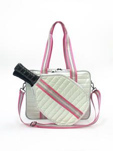 Plata brillante Deportes Tenis de mesa Pickleball Raqueta Bolsa Tela DE BUCEO DE MODA Soporte de raqueta extraíble Correa de hombro - Product Image 4