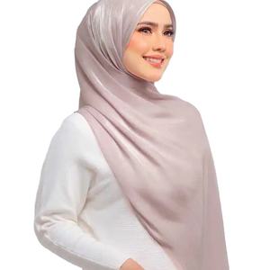 2024 nuevo Hijab brillante con textura de seda gasa Hijab bufandas de lujo moda musulmana pañuelo para la cabeza mujeres chal Tudung - Product Image 1
