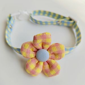 Collier réglable pour animaux de compagnie, motif à carreaux et fleurs, mignon chaton, accessoire pour chiens et chats - Product Image 3