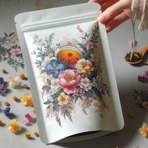 Custom Printed Recyclable Matte Flower Tea Treats Plastic <b>Bag</b> Stand up Zipper Pouch Mylarbag Tea Packaging Mylar Doypack <b>Bag</b> - Product Image 1
