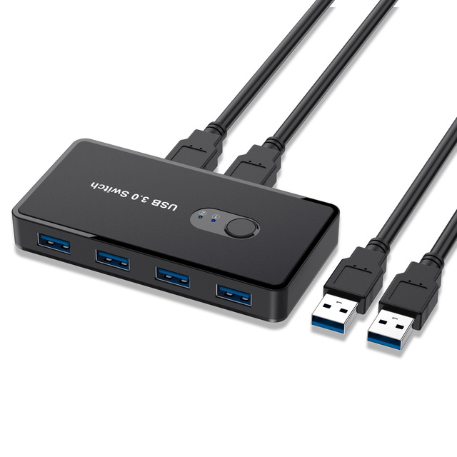 USB 3.0 KVM Switch with 4 Ports Two Computers Share Mouse Keyboard 2 in 4 Out SWITCH Printer Share Feature Products in Stock