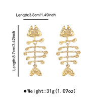 KAMMY Fashion Boucles d'oreilles clous en laiton, motifs nautiques (arête de poisson, étoile de mer, corail, coquillage), avec zircon, tendance, pour femme, idéal pour les fêtes, cadeau