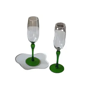 Copa Medieval francesa de lujo, copa de champán de cristal, color verde, diseño nuevo, superventas