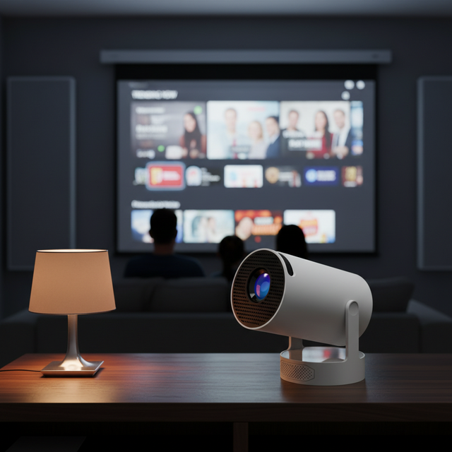 Ultra Projector for Home Theater Dual Band WIFI6 BT5.4 Quad Core Arm Cortex-A53 720P LED 170 Lumens Ultra Short Throw Android 13