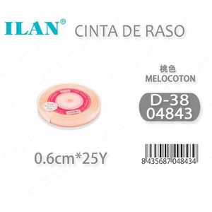 Cinta de Raso Il Satin de 0.6cm, 25 yardas, Color Durazno D-38 - Product Image 1