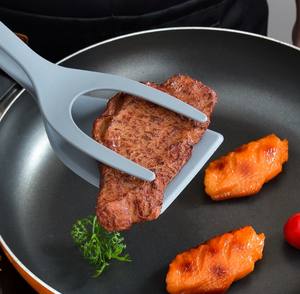 Utensilio de agarre y pinzas abatibles espátula <span class=keywords><strong>para</strong></span> bistec, tortitas, huevos, freír 2 en 1, espátulas de cocina, utensilios de cocina - Product Image 4
