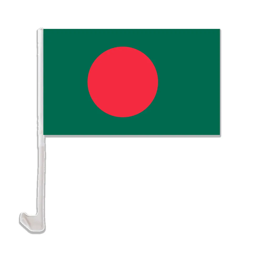 Sonder anfertigung Bangladesch Auto Flagge 12x18 personal isierte Polyester Aut ofens ter Flagge mit Kunststoffs tange