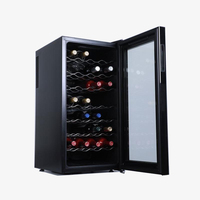 Réfrigérateur à vin autoportant 32 bouteilles Réfrigérateur électrique basse fréquence Silence Compresseur contrôle de l'humidité Verre Extérieur Voiture RV