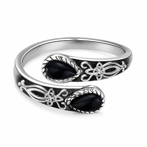 Anello Aperto Vintage a Goccia Scura per Donne, Stile Turchese, Gioiello da Dito alla Moda - Product Image 1