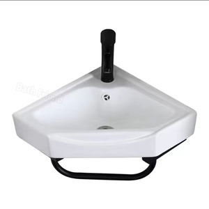 Lavabo d'angle mural triangulaire en céramique de petite taille avec cadre en acier inoxydable – Vente directe usine Chaozhou - Product Image 3
