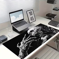 Grand tapis de bureau pour jeux vidéo Dark Skeleton Monster, noir et blanc, art gothique, XXL, tapis de souris