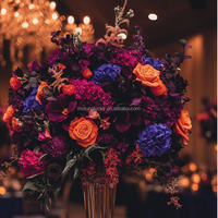 Boule de fleurs en soie de haute qualité 50 cm 60 cm 70 cm 80 cm, grande composition florale de roses artificielles, centre de table, boule de fleurs artificielle violet foncé