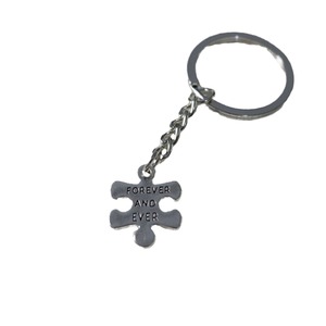 Llavero con rompecabezas estampado '<span class=keywords><strong>Forever</strong></span> <span class=keywords><strong>And</strong></span> <span class=keywords><strong>Ever</strong></span>', cadena de aleación de zinc plateada antigua, para regalo de aniversario de pareja - Product Image 5