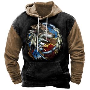 Venta al por mayor de sudaderas con capucha personalizadas 2025 para hombre Estilo Vintage azteca Navajo impreso en 3D ganchillo casual para otoño mínimo 2 uds. - Product Image 3