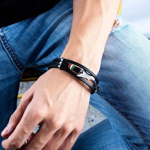 Bracciale Punk Hip-hop in Acciaio Inossidabile Personalizzato a Forma di <span class=keywords><strong>Chitarra</strong></span> Piccola Bracciale Multistrato in <span class=keywords><strong>Corda</strong></span> di Pelle Intrecciata Regalo - Product Image 4