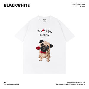 Camiseta original de manga corta con estampado de perro <span class=keywords><strong>Pug</strong></span>, corte holgado, 100% algodón, camiseta de verano <span class=keywords><strong>para</strong></span> hombre Q10 - Product Image 4
