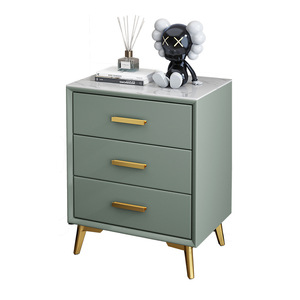 Moderno 50cm madera maciza tres mesitas de noche Guolu Simple dormitorio luz lujo roca losa cajón sala de estar muebles para el hogar - Product Image 1