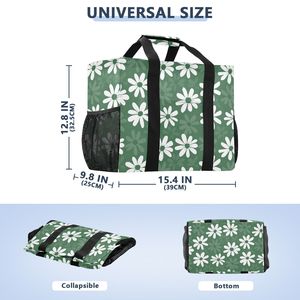 Wholesale Green Daisy Flowers <b>Canvas</b> Shopping Bag Reusable Grocery Bags Extra Large <b>Shopper</b> Tote with Handle - Product Image 3