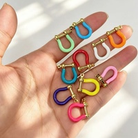Fermoir manille en laiton plaqué or 18 carats avec émail coloré, petit format, résistant au ternissement, pour la création de colliers et bracelets DIY