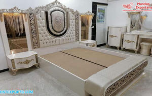 Muebles de Dormitorio de Madera de Teca Estilo Francés, Cama Clásica Tallada a Mano con Mesitas de Noche, Madera Maciza con Acabado Blanco, Muebles de Dormitorio Reino Unido - Product Image 6