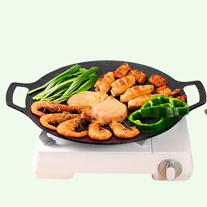 Vassoio per barbecue professionale da esterno multifunzionale in ghisa in alluminio con coperchio in basso in stile coreano - Product Image 1