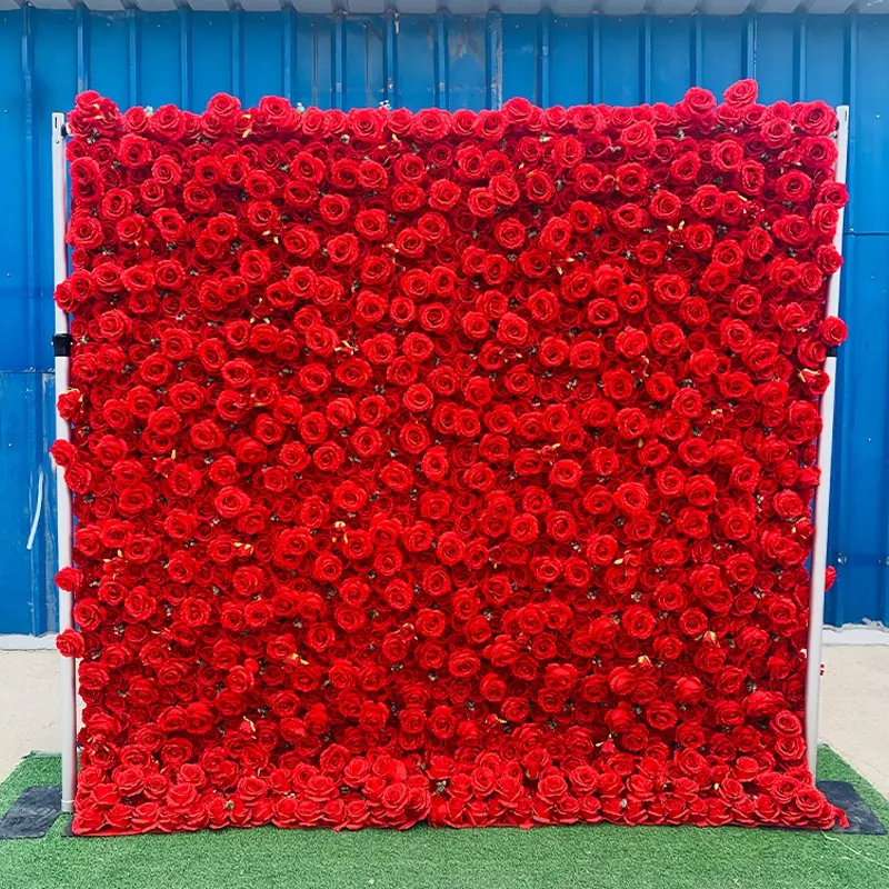 Aufrollbare künstliche Rose Wandblume Babyparty 3d-Blumentische Paneele Hochzeit Heimparty Dekorationen Bühne Blumen Wände als Kulisse
