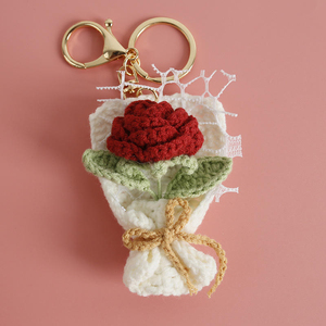 New crochet bouquet pendant sunflower mini bouquet keychain handmade tulip <b>bag</b> <b>charm</b> keychain knitted flower - Product Image 2