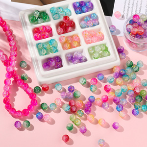 Perles de verre craquelées dorées éclatantes de 8 mm, perles dispersées pour la fabrication de bracelets DIY, fournitures de bijouterie artisanale - Product Image 1