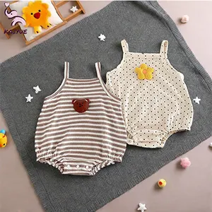 100% Cotton Suspenders Bodysuits Summer Baby Vest Thin Newborn Pure Cotton Baby Square Collar Fashion Sleeveless Rompers