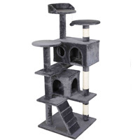 Arbre à chat de luxe de taille moyenne et grande CT-038, écologique et durable, avec griffoir en tissu, jouets interactifs pour animaux de compagnie, direct usine