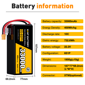 Hohe Energie dichte 350Wh/kg Semi-Solid 6S <span class=keywords><strong>Lipo</strong></span>-Batterie 22,2 V 10C 12,5/20/22/30/33/39Ah Lithium-Fpv-Batterie für große Drohnen und EVS - Product Image 6