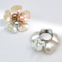 Bouton de chemise en laiton avec strass en résine brillante et mate, motif fleur colorée avec placage de perles, accessoire vestimentaire
