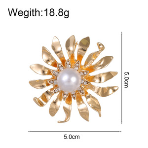 Sunflower Corsage Gold Plated Alloy Brooch Colourful Rhinestone Drilled Design Women Luxury Engagement Wedding Gift Jewelry - Product Image 3