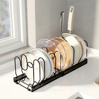 Support de rangement télescopique multi-couches réglable pour couvercles de casseroles, multifonctionnel, sans perçage, avec revêtement antidérapant en caoutchouc ondulé