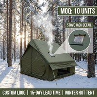 Tente d'hiver gonflable 6,3 m² avec cheminée ignifuge, cabane gonflable 4 saisons imperméable pour le glamping