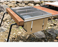Table de barbecue pliante en acier inoxydable IGT pour camping, réchaud extérieur avec design intégré pour barbecue, cuisson du thé, pique-nique, jardin