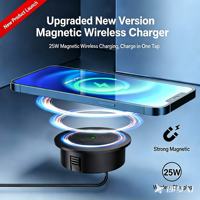 Produit tendance : Chargeur sans fil magnétique de bureau 25W, chargeur sans fil magnétique intégré au mobilier, chargeur magnétique rapide pour table