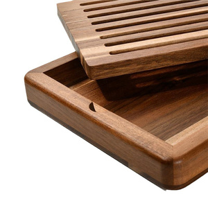 Harmony boîte en bois planche à découper à pain trancheuse à pain plateau à miettes avec support plateau <span class=keywords><strong>de</strong></span> service à pain pour la cuisine - Product Image 5