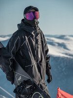Ensemble de ski pour homme, noir, réfléchissant, doublé en polaire, imperméable, coupe-vent, résistant à l'abrasion, combinaison de ski unisexe, taille grande, pour la neige