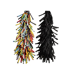Appliques personnalisées faites à la main en <span class=keywords><strong>tube</strong></span> de verre noir 3D coloré avec des paillettes pour sandales d'été pour femmes - Product Image 1