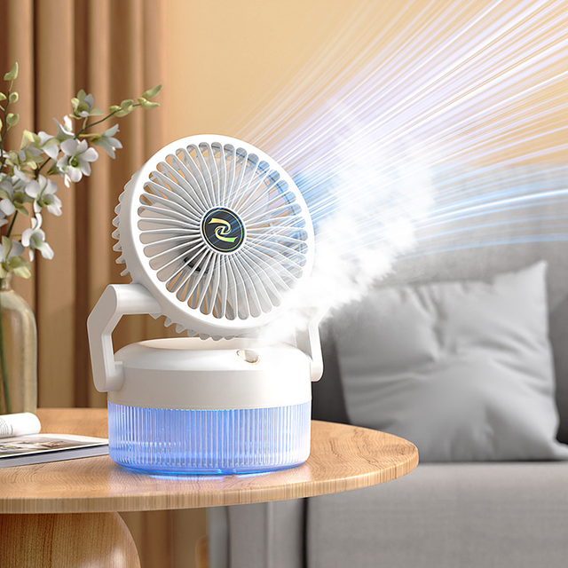 Portable USB Charging Car RV Humidifying Fan 3-Speed Strong Wind Ice Mist Folding Design Water Replenishment Cooling Humidifier