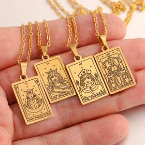 22ชิ้นทองสแตนเลสราศีไพ่ทาโรต์เครื่องประดับสร้อยคอสำหรับผู้หญิงสาวทำนาย<span class=keywords><strong>มา</strong></span>ยากลสร้อยคอโซ่เครื่องราง - Product Image 2