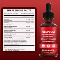 Gouttes liquides orales adultes extrait de poivre aubépine baie vitamine D3 K2 racine de betterave curcuma pour antioxydant soutien santé immunitaire