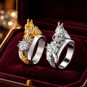 Anello a Tre Toni con Drago per Uomo, Gioiello Creativo e alla Moda - Product Image 2