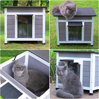 Maison pour chat d'extérieur en bois, abri pour chats errants résistant aux intempéries, enclos pour chatons avec toit en asphalte imperméable pour jardin et cour arrière