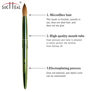 2023 nouveau Kolinsky acrylique brosse à ongles Logo personnalisé vert métal poignée <span class=keywords><strong>ronde</strong></span> tête sertie pinceaux à ongles pour ongles en acrylique - Product Image 6