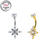 Titan-Blumen-Bauchnabelpiercing Hypoallergen 14G Innengewinde Bauchnabelpiercing mit Tropfenanhänger für Empfindliche Haut