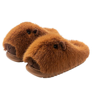 Productos Más Vendidos 2026 Pantuflas de Carpincho Peludas de Invierno para Regalo de Navidad para Mujer Pantuflas de Algodón Suaves y Cálidas de Felpa para el Hogar al por Mayor - Product Image 6