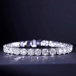 Bracelets tennis Hiphop en moissanite VVS certifiée GRA, taille brillant rond, argent 925 plaqué or 18 carats, bijoux de luxe unisexe. - Product Image 1
